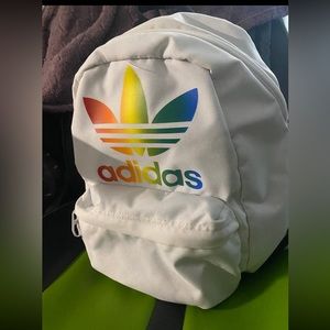 Adidas Mini White Backpack with Rainbow Logo